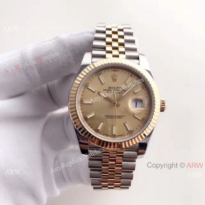 (EW) Replica Datejust II Rolex Gold Jubilee watch Gold Face ETA3255